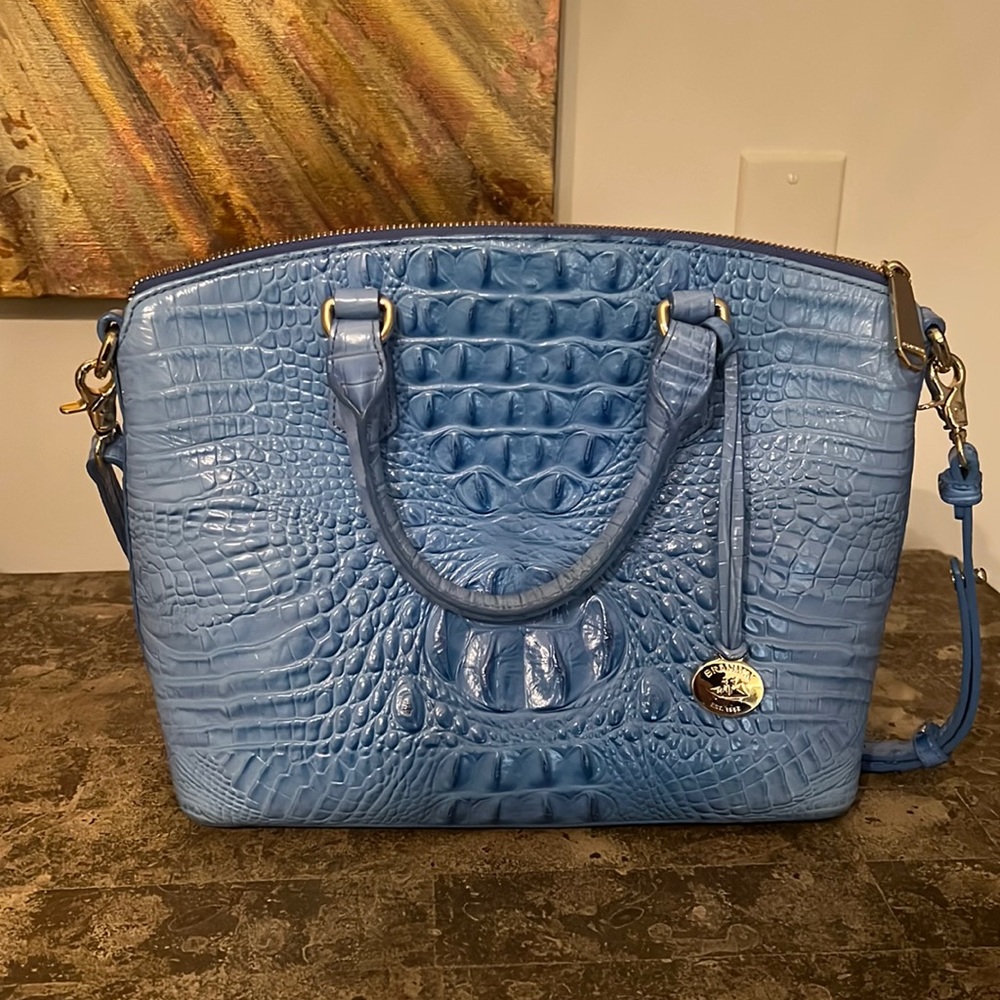 Brahmin blue Duxberry purse crocodile embossed leather